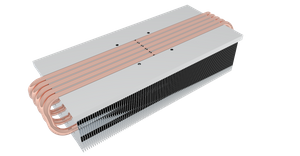 Kundenspezifischer 350-W-Kühlkörper mit 5 Wärmerohren und Reißverschlussrippen-Kühlkörper für Hochleistungs-LED-Licht